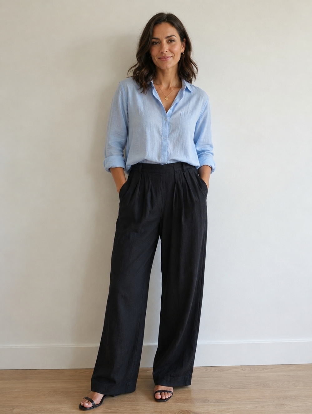 Donna Karan New York Pleated Linen Pants Sz 10 Black